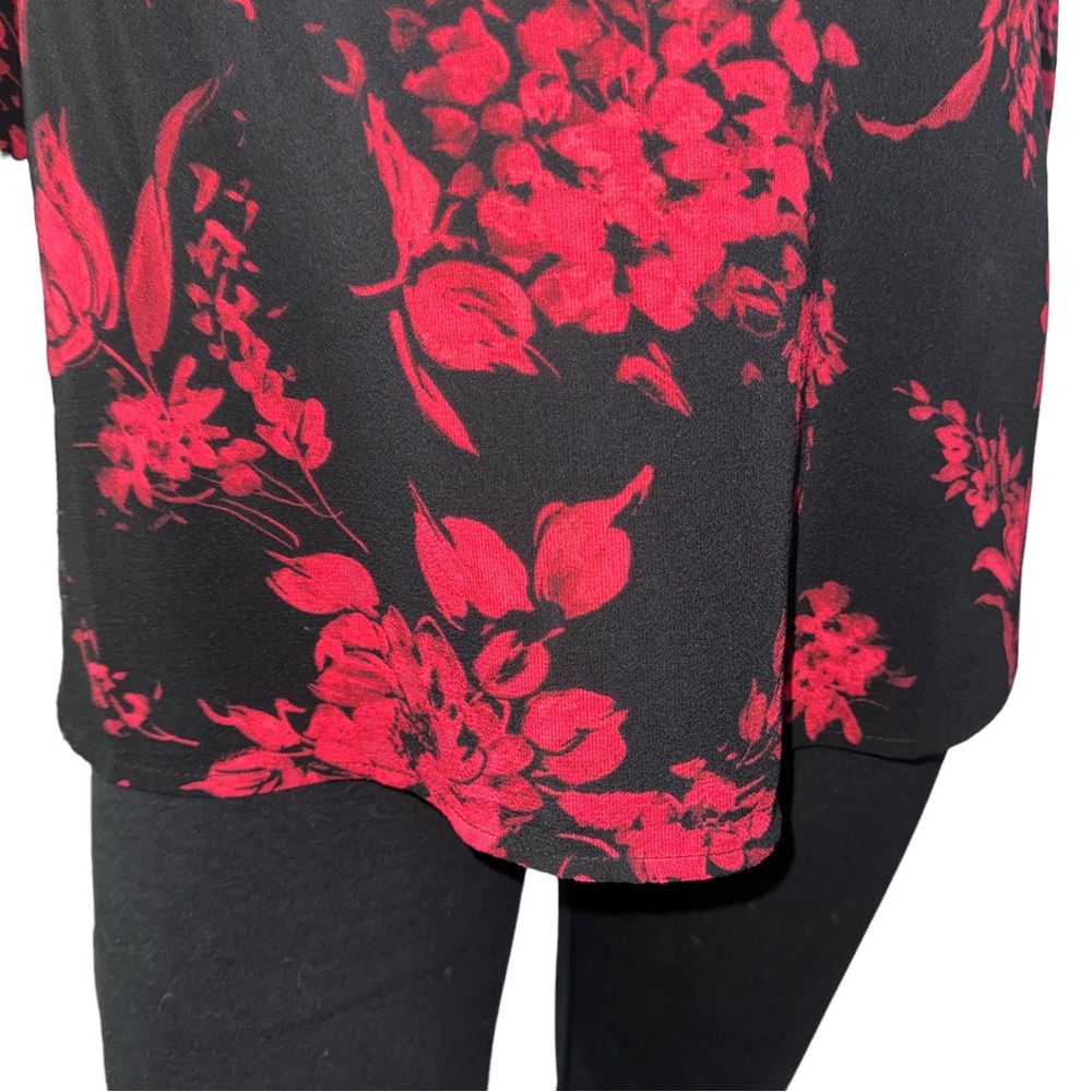 Alyx Women's Black Red Black Floral Crepe Blouse Size XL - Picture 6 of 17